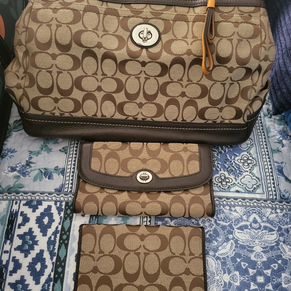 Coach bag, wallet, checkbook cover